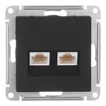 Розетка компьютерная Systeme Electric AtlasDesign встраиваемая карбон 2хRJ45 (ATN001085) 655126