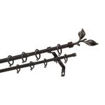 Карниз настенный металлический двухрядный раздвижной 160-300 см бук черный