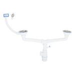 Сифон для двойной мойки Wirquin Virplast 3 1/2х40 мм с выпуском d114 мм с отводом с переливом с фильтр-пробкой 682907