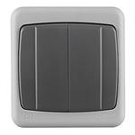 Выключатель Makel двухклавишный накладной серый (36064003) 613901