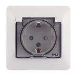 Розетка Systeme Electric Glossa встраиваемая белая со шторками с крышкой (GSL000148) 138436