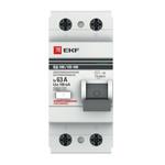 УЗО EKF PROxima ВД-100 63А 100 мА 2P тип A 4,5 кА (elcb-2-63-100-em-pro) 1036771