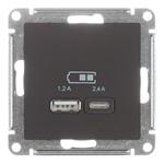 Розетка USB Systeme Electric AtlasDesign встраиваемая карбон USB-A/ Type-C (ATN001039) 801082