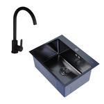 Мойка для кухни Mixline Pro 60х45х20 см с сифоном со смесителем Corsa Deco Creek Black с высоким изливом сталь 1078093