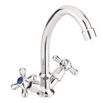 Смеситель для кухни Simple хром с высоким изливом двухвентильный (624619) 624619