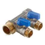 Коллектор Stout 3/4 ВР(г) х 2 выхода 1/2 НР(ш) х 3/4 НР(ш) с шаровыми кранами (SMB 6211 341202) 635145