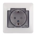 Розетка с рамкой Schneider Electric Glossa GSL000148 скрытая установка белая с заземлением IP44 со шторками с крышкой