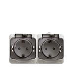 Розетка Schneider Electric Этюд двойная PA16-244B открытая установка белая с заземлением IP44 блок с крышкой со шторками