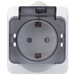 Розетка Schneider Electric Этюд PA16-044B открытая установка белая с заземлением IP44 с крышкой со шторками