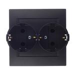 Розетка с рамкой Simon 15 1590459-038 двойная скрытая установка графит с заземлением