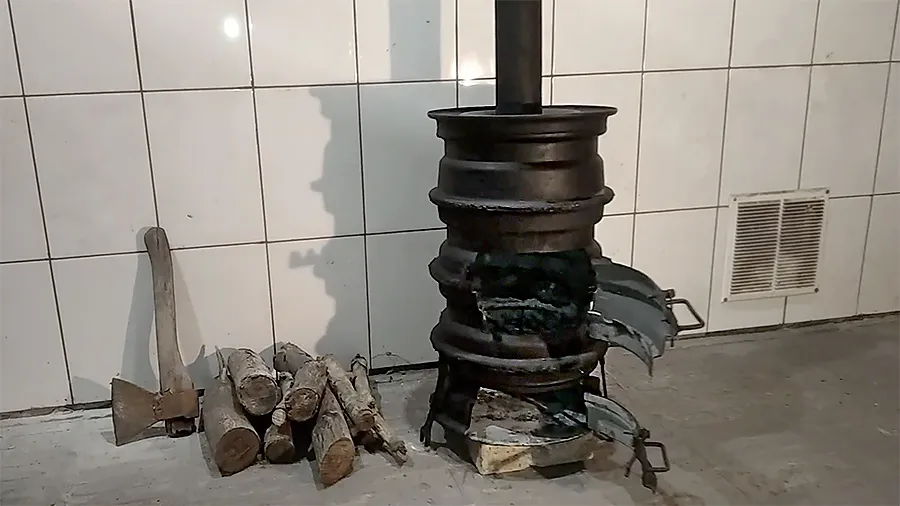 Буржуйка из автомобильных дисков