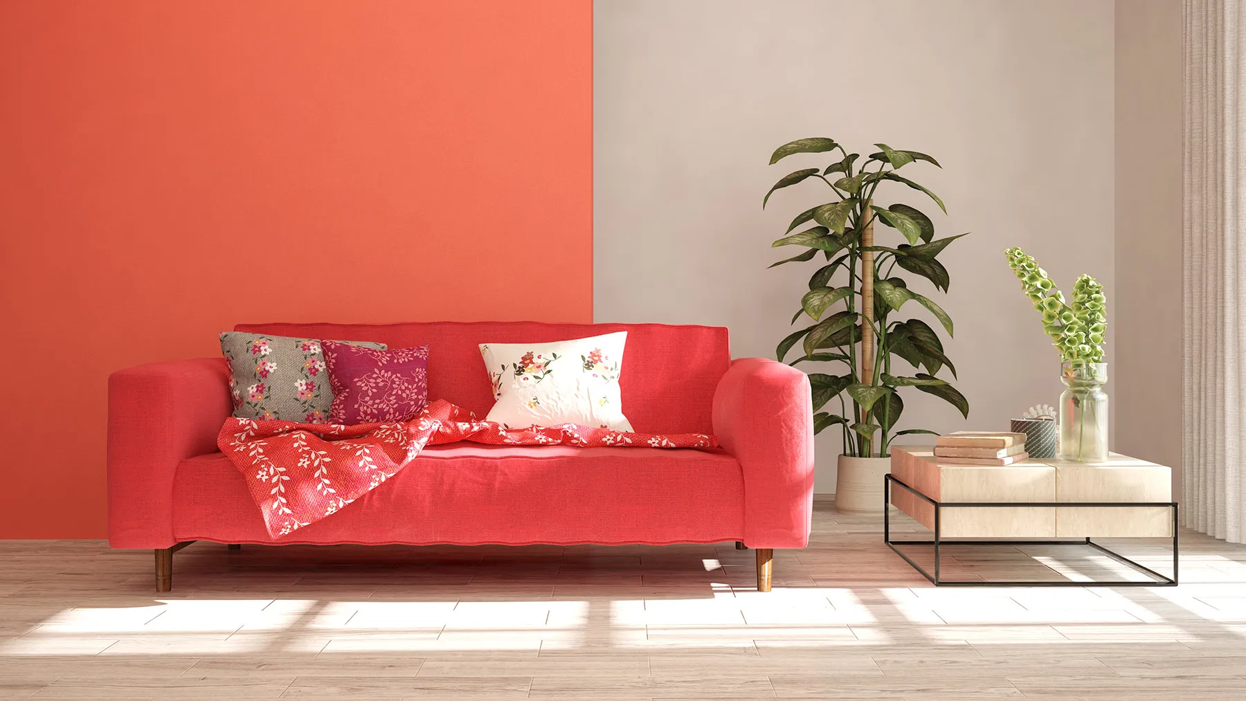 Яркие цвета в интерьере в миксе эко с другими стилями