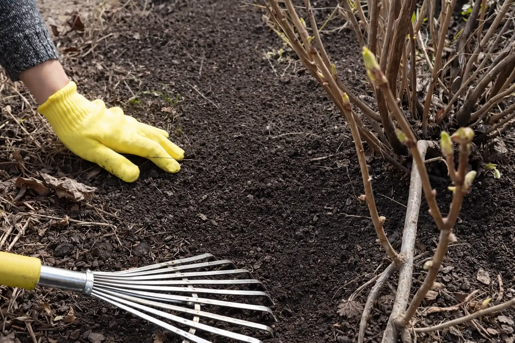 Очистка приствольного круга смородины