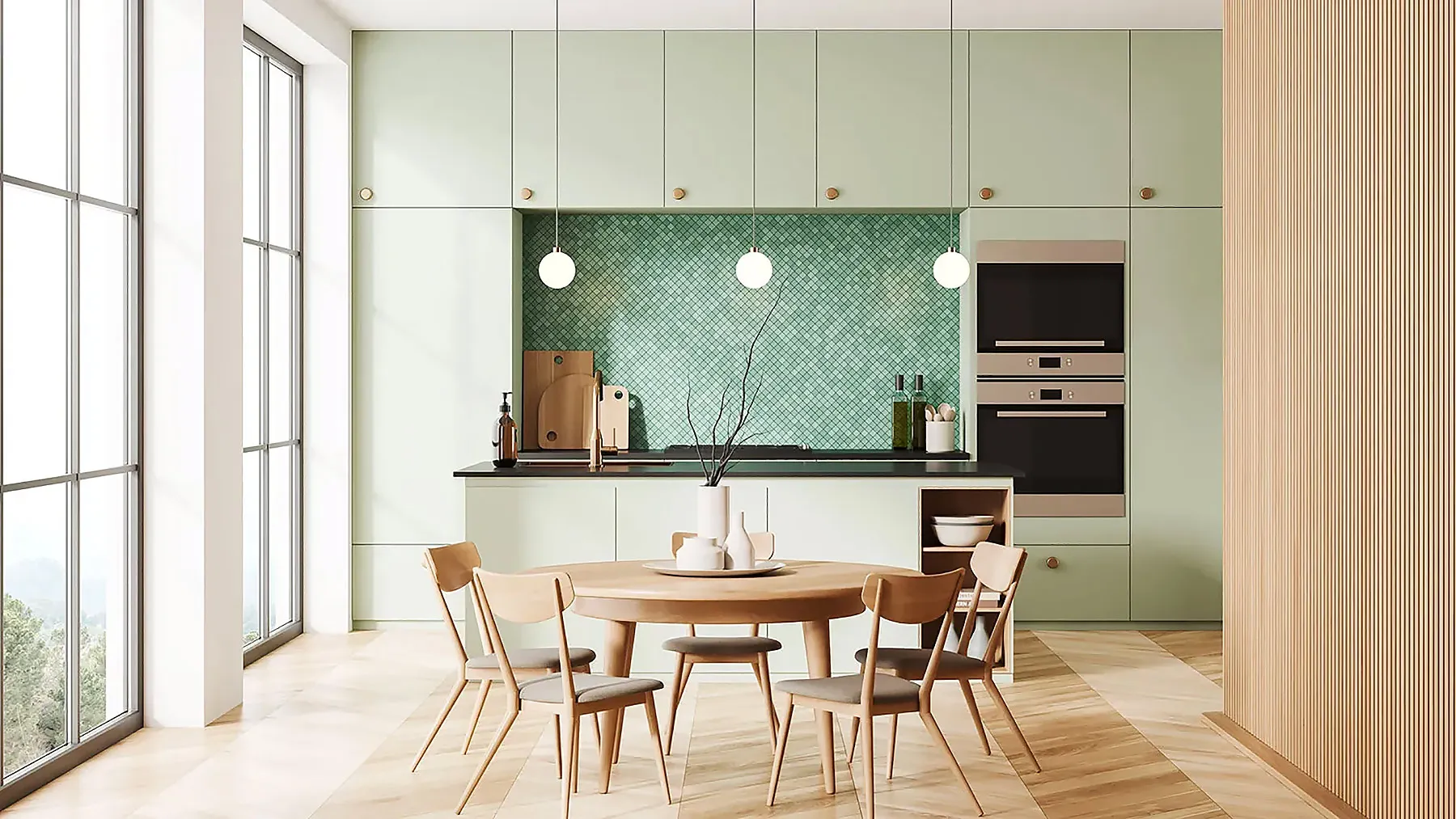 Фисташково-бежевый интерьер