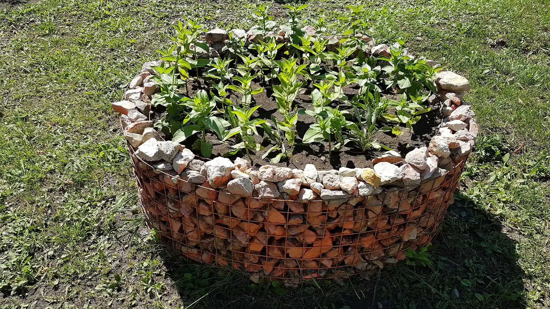 Габион из металлической сетки и камней
